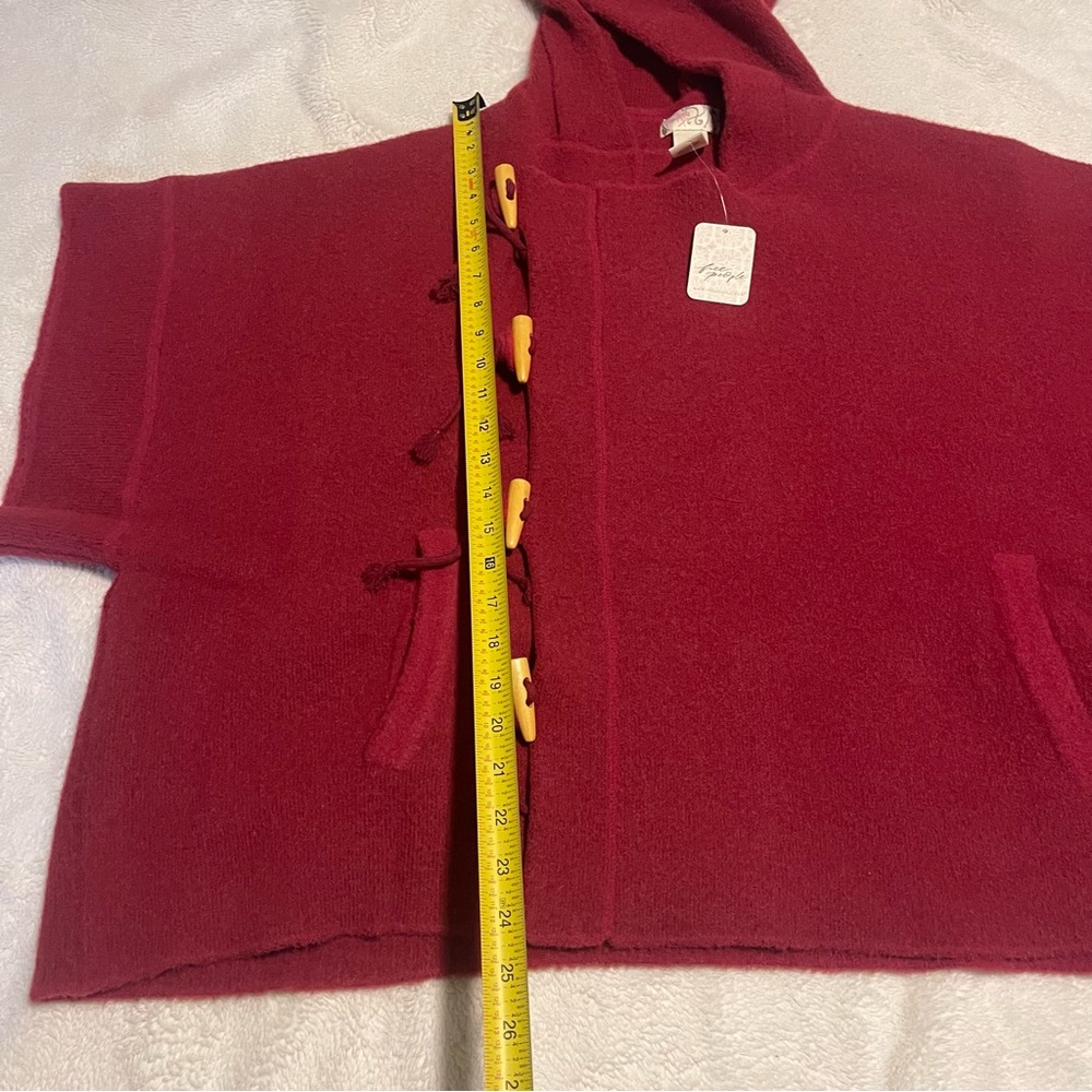 Free people Red Toggle Poncho fits all One Size NWT - Picture 4 of 9
